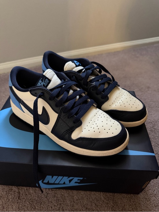 Jordan Shoes - Nike Air Jordan 1 Retro Low-Top Sneakers in Navy and Cream